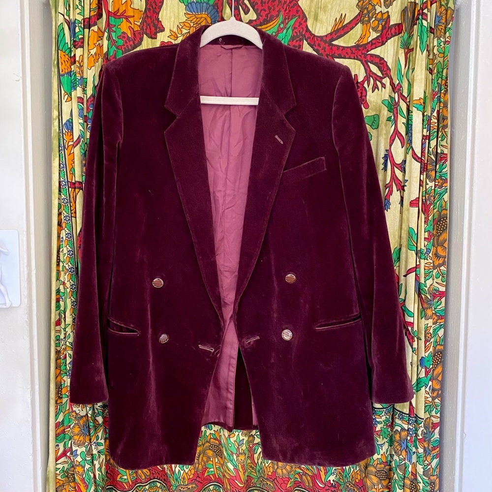 Vintage Niedieck Brilliant Velvet Rich Purple Velvet Double-Breasted Blazer